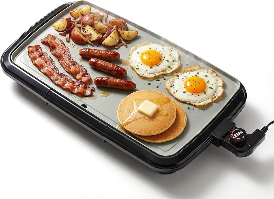 Elite Gourmet 10" x 20" Electric Griddle, PFAS-Free Ceralast™ Ceramic