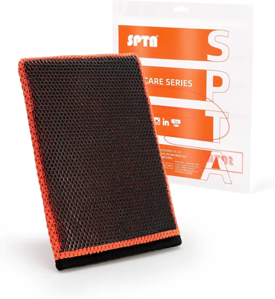 SPTA Clay Mitt, Pro Medium Grade Clay Bar Infused Mitt, Car Detailing Glove Quickly Removes Debris from Your Paint, Glass, Wheels, & More -CB306