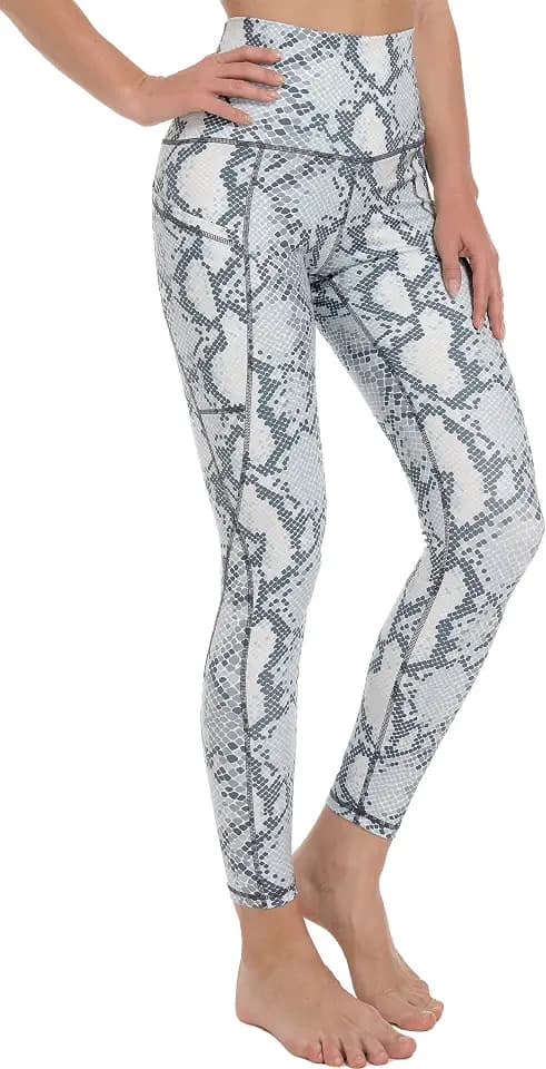 Hohe Taille Print Leggings mit Taschen für Damen Laufleggings Sportleggings Yoga Tights Hosen Yogaleggings Fitnessleggings Gymleggings