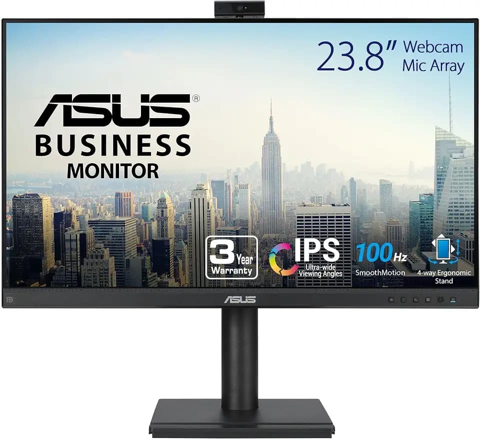 ASUS BE249QFK 24 Inch 1080P FHD Computer Monitor, Webcam, HDMI, DisplayPort