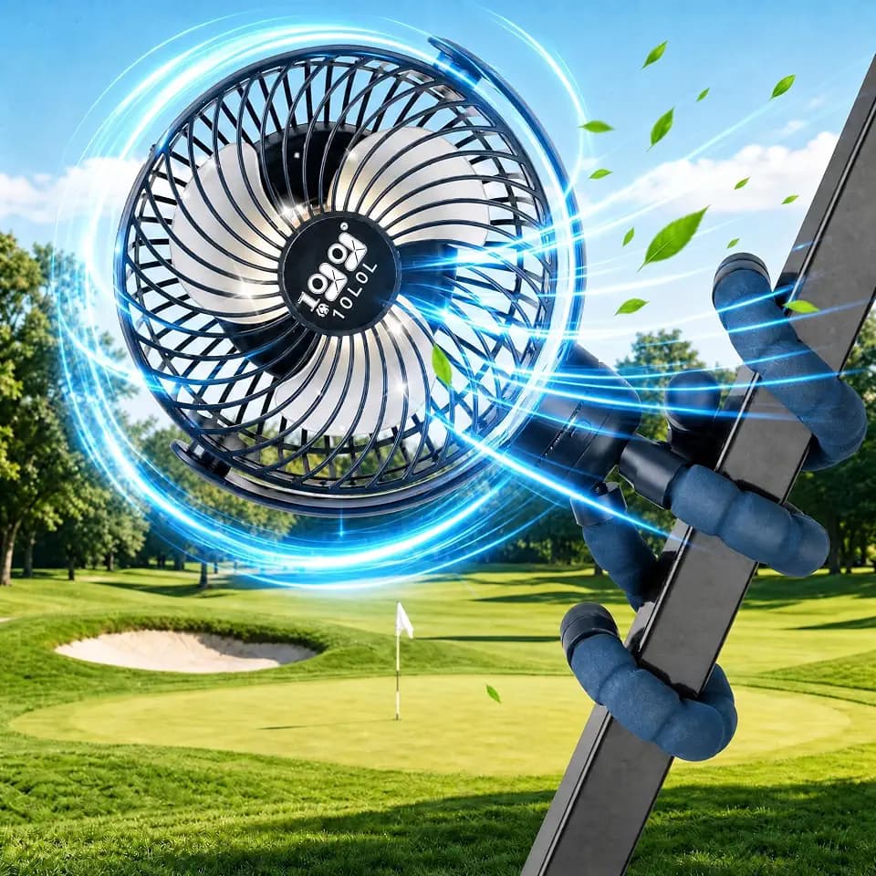 10L0L Golf Cart Fan Rechargeable with Flexible Tripod Mount, 10000mAh