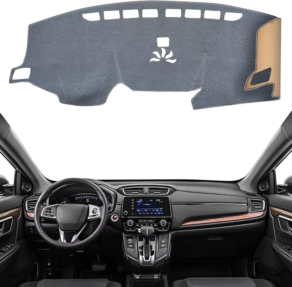 Dashboard Cover Dash Mat Fit for Ho-nda CR-V 2022-2017 (Without HUD Models),Car Dash Board Mat Anti-Glare Carpet,Non-Slip Pad Sunshield Protector (Grey)