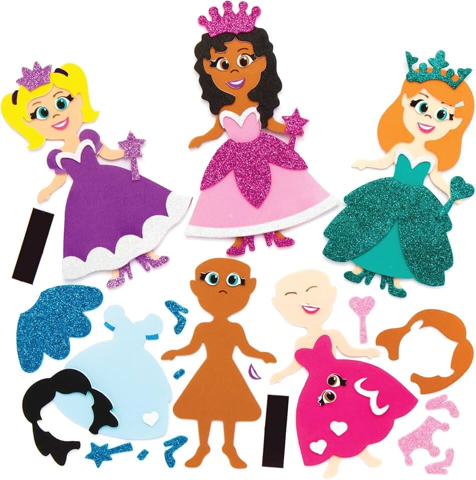 Baker Ross AX123 Prinzessin-Magnet-Kits, mischen und kombinieren, ideal für Kinder-Kunst und Handwerk (8 Stück)