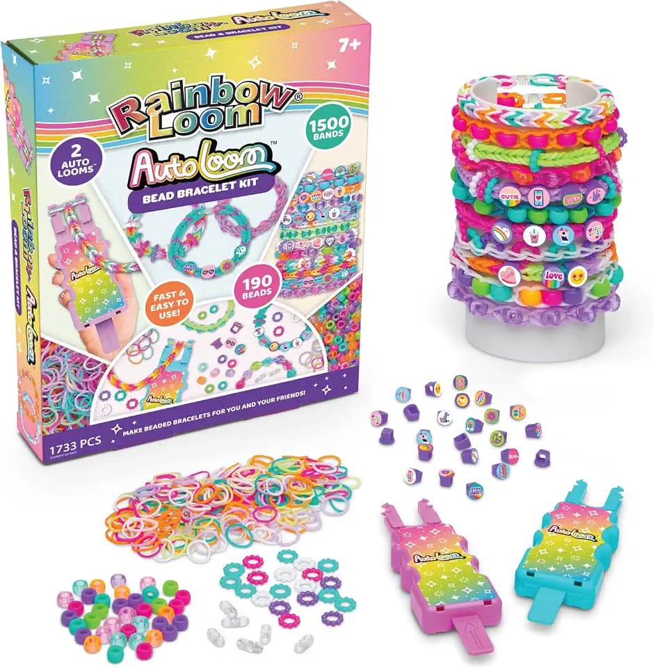Rainbow Loom Autoloom Twin DIY Bracelet Kit - 1500 Rubber Bands & Beads