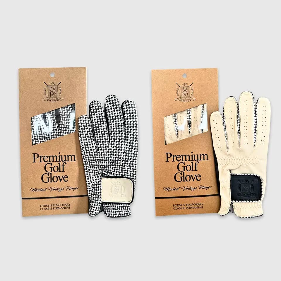 PRO Houndstooth Cabretta Golf Gloves L/H - Black (2 Pack) Mens (L)