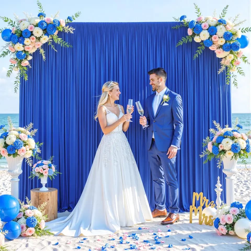 Royal Blue Backdrop Curtain for Parties Wrinkle Free Blue Photo Curtains Backdrop Drapes Fabric Decoration for Wedding Birthday Party Baby Shower 5ft x 8ft,2 Panels