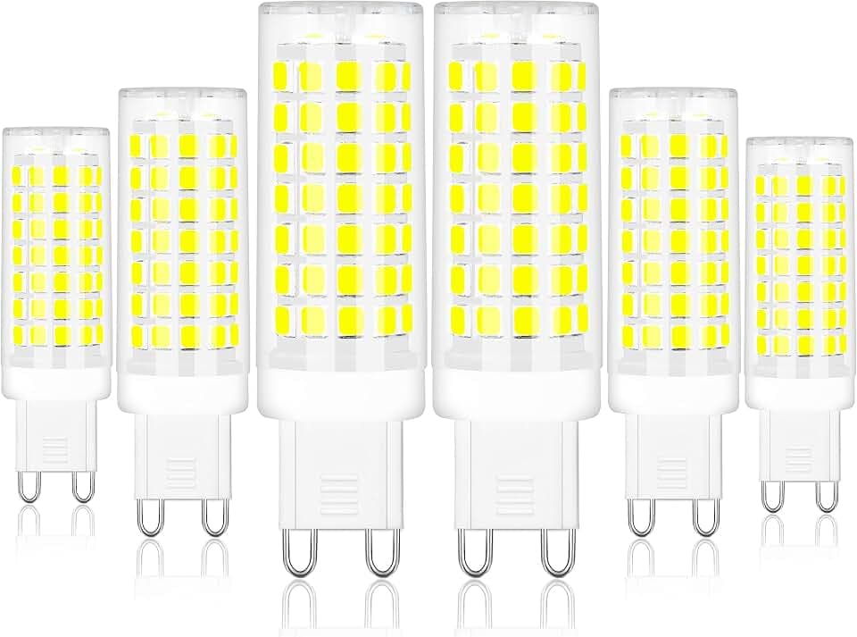 comzler G9 LED Light Bulbs 60W Equivalent 6000K Daylight for Chandelier