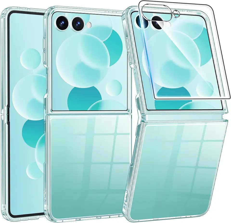 FNTCASE for Samsung-Galaxy Z-Flip-7 Clear Case with Screen Protector
