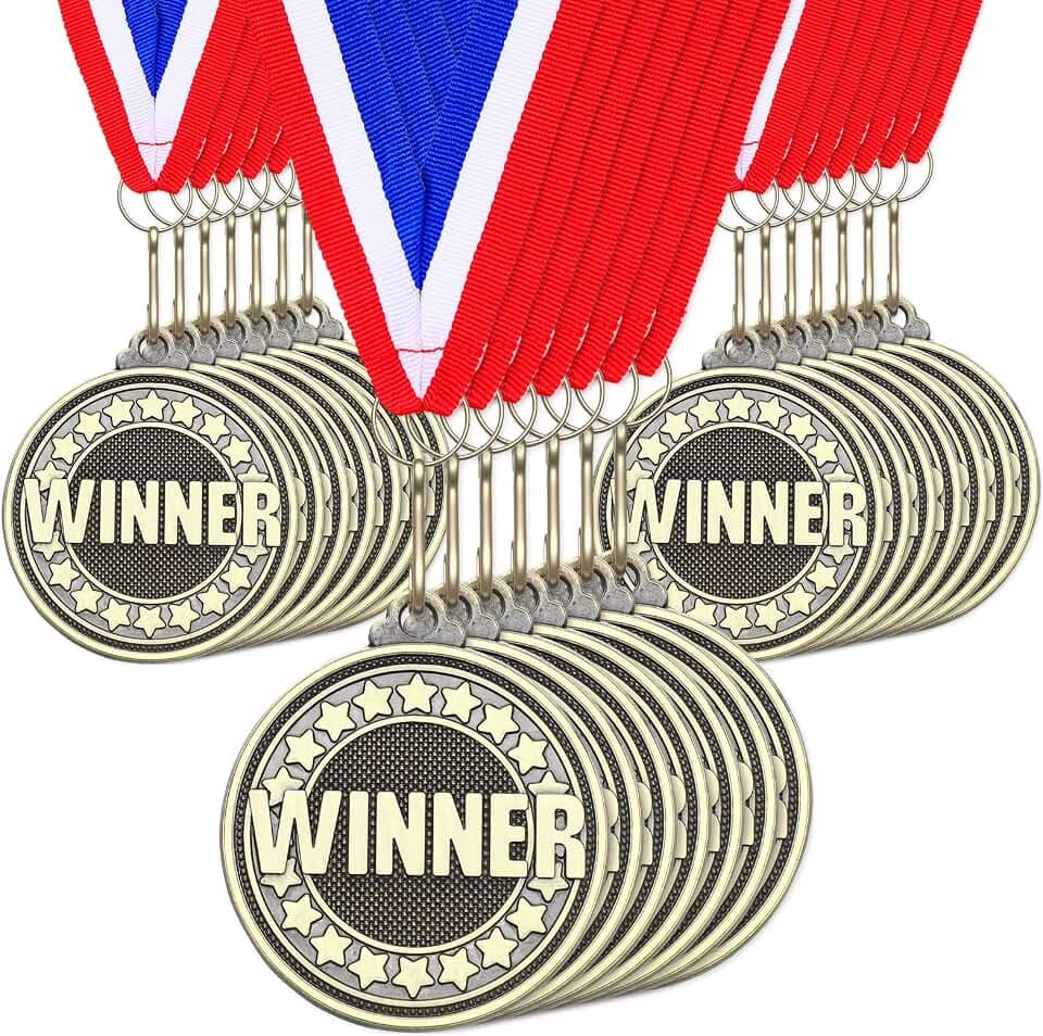 30 Pcs Gold Award Medals Bulk MVP Champion Winner Trophy