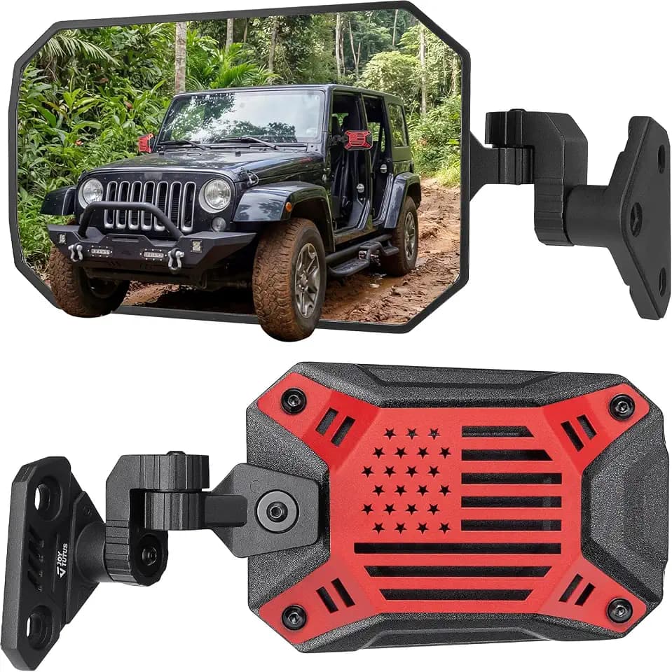 JOYTUTUS Red Wrangler Side Mirrors Doors Off Compatible with 1997-2018 Wrangler TJ JK JK Unlimited, Wider View No Vibrate & Wobble, Breakaway Design for Off-Road (Does Not Fit on Doors)