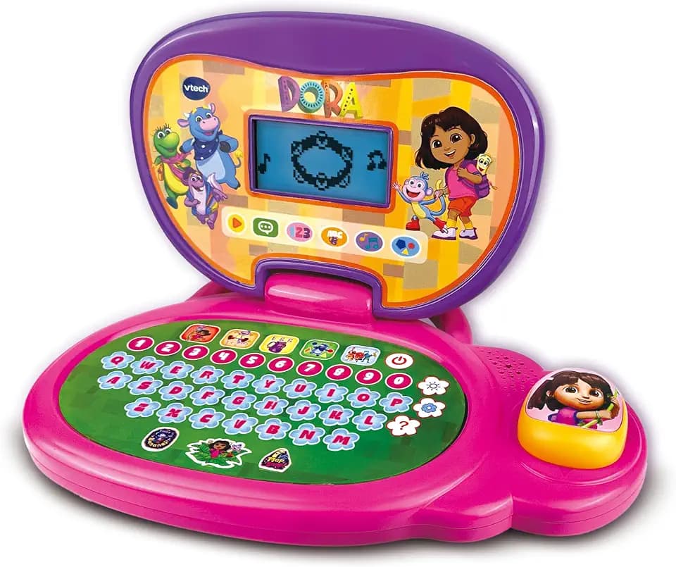 VTech Dora la Exploradora Lerncomputer, elektronisches Spielzeug für Kinder ab 3 Jahren, LCD-Display, Spiele und Aktivitäten auf Spanisch und Englisch, ESP-Version
