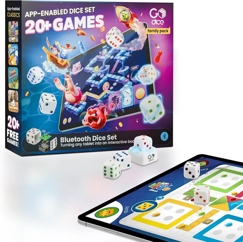 GoDice Family Pack - 5 Smart Bluetooth Connected Dice. Free Board Games App