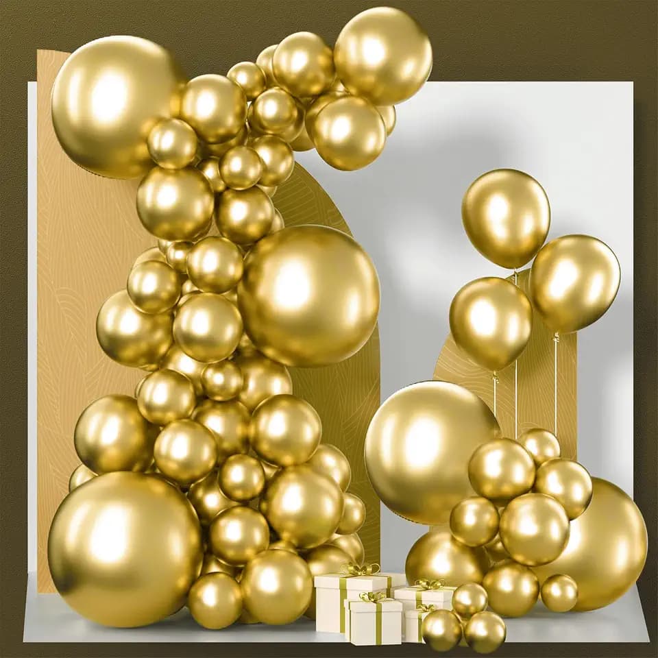 PartyWoo Metallic Gold Balloons 140pcs Different Sizes of 18 12 10 5 Inch