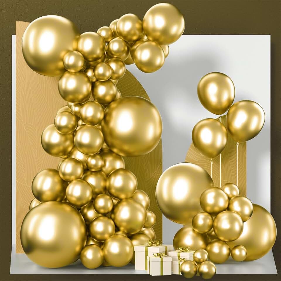 PartyWoo Gold Balloons 130pcs Different Sizes of 18 12 10 5 Inch