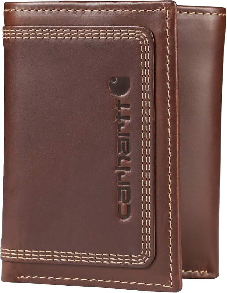 Carhartt Leather Triple-Stitched Trifold Wallet Brown