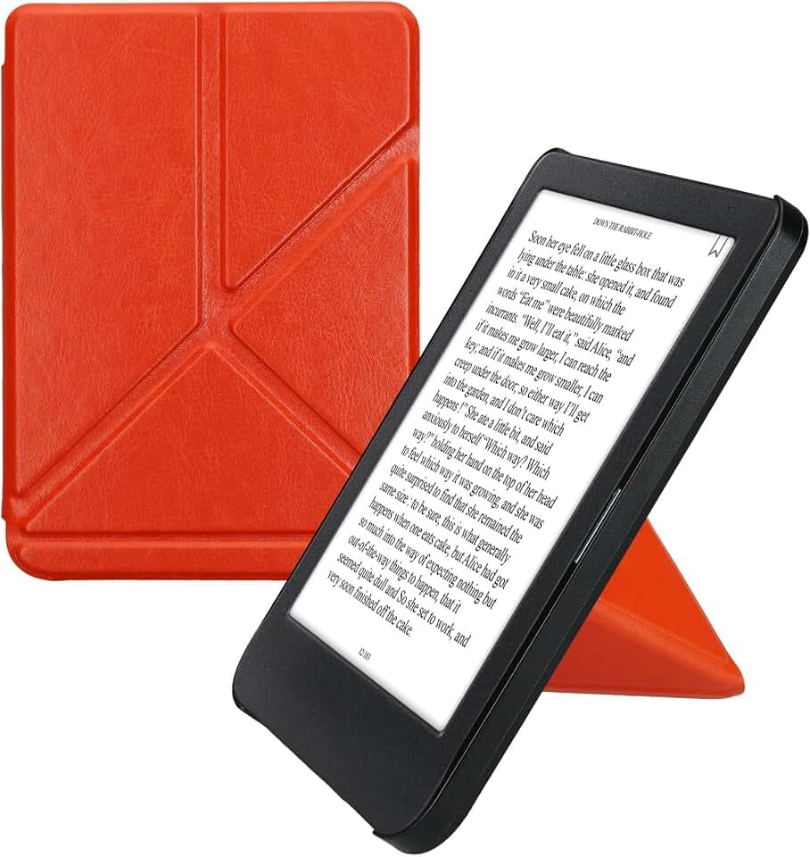 kwmobile Schutzhülle für Kobo Clara BW/Clara Colour/Tolino Shine (5) / Shine Color Hülle - Kunstleder Case - eReader Klapphülle mit Auto Sleep Funktion - Cover mit Ständer - Orange