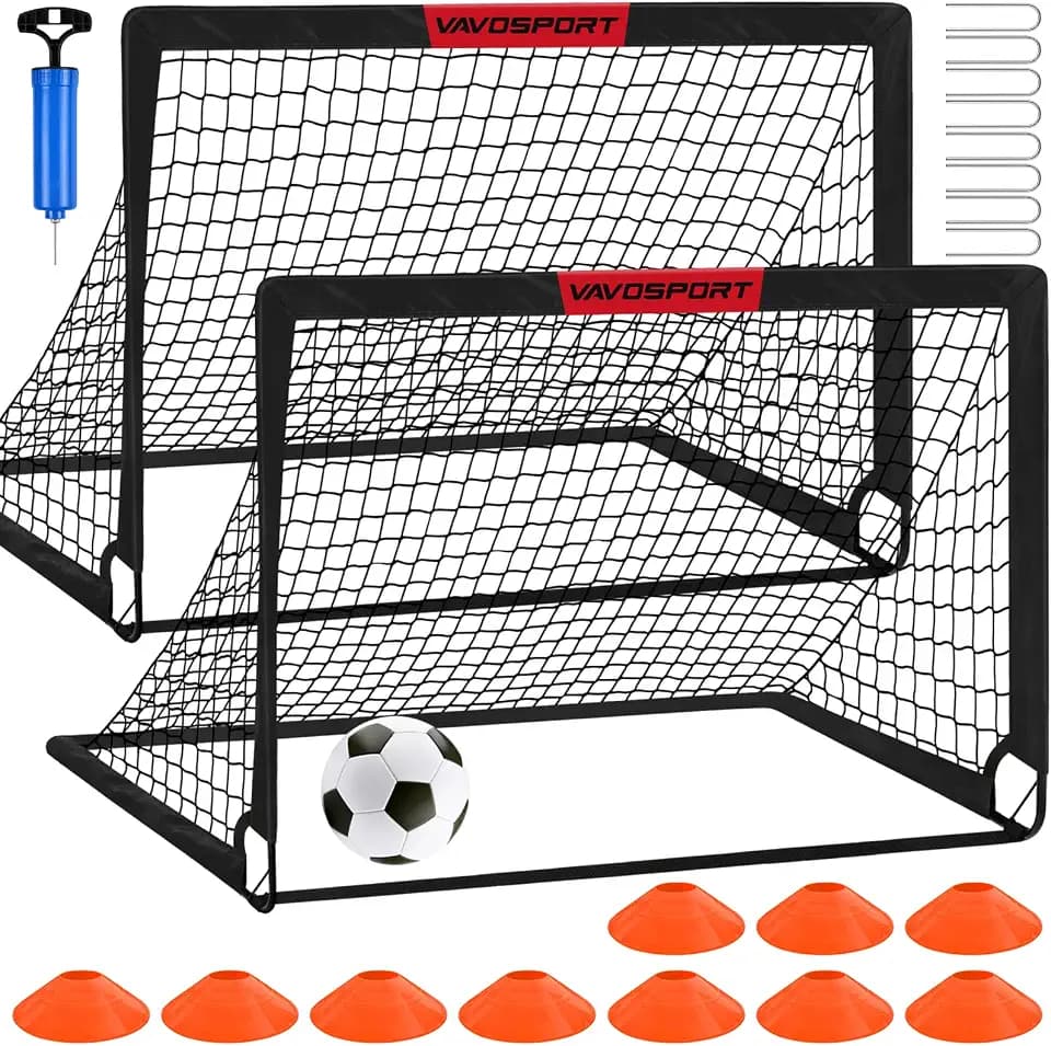 VAVOSPORT Kids Soccer Goals for Backyard Set of 2,Soccer Training Equipment