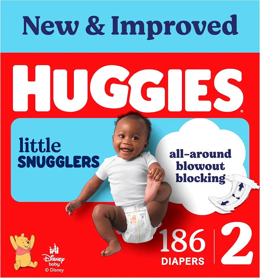 Huggies Little Snugglers Diapers Size 2, 186 Count (3 Packs of 62)