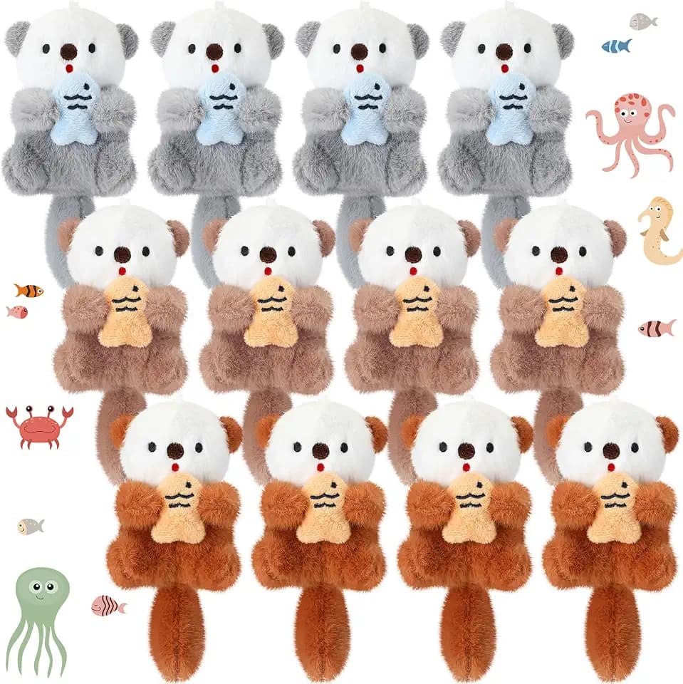 Chalyna 12 Pcs Cute Plush Animal Figures 4 Inch Mini Plush, Sea Otter Style