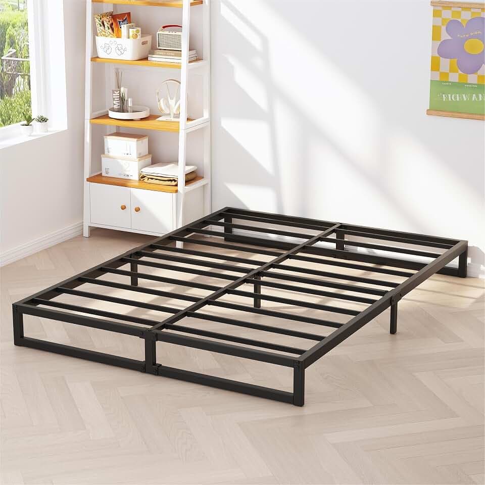 Richwanone 5 Inch King Size Bed Frame Heavy Duty Metal Platform Bed, Black