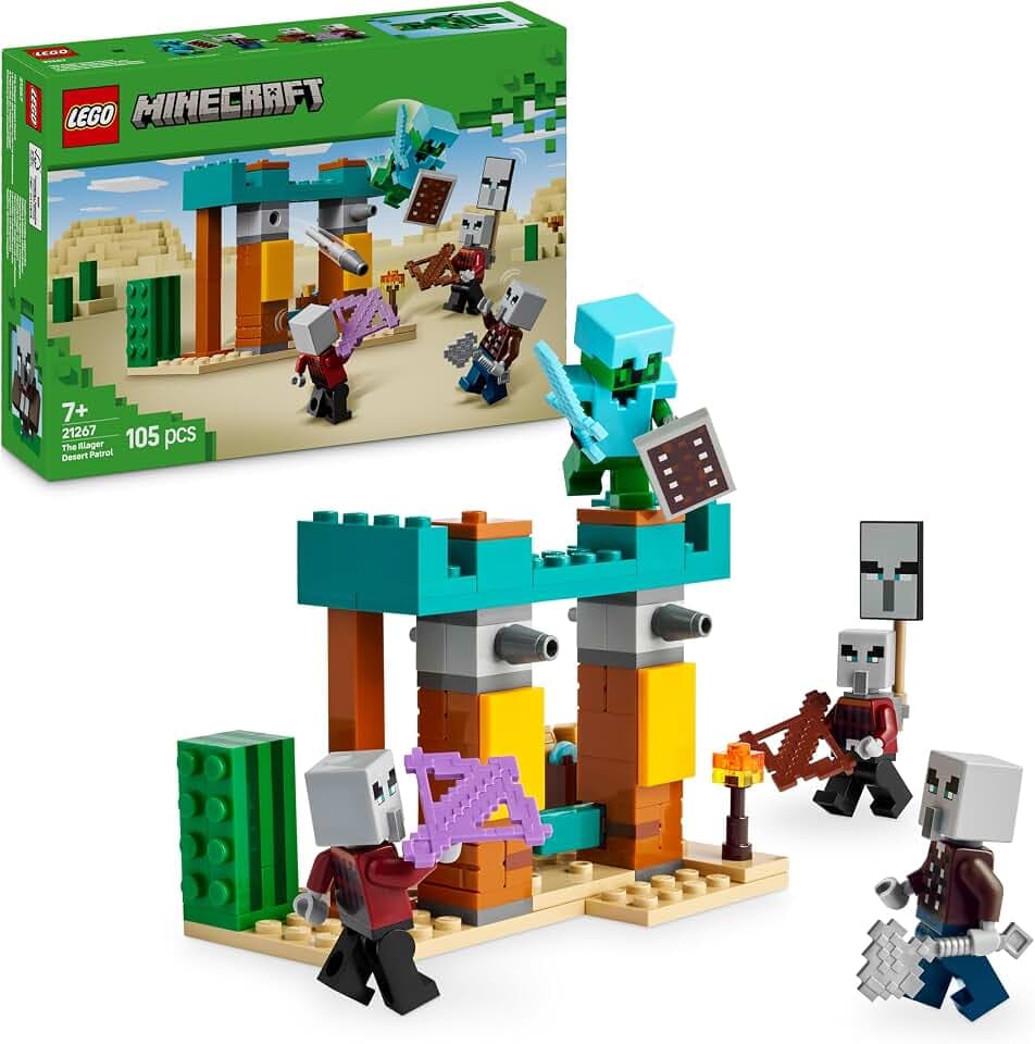 LEGO Minecraft Die Illager-Wüstenpatrouille - Gaming Spielzeug mit Figuren, darunter EIN Plünderer, EIN Vindikator und EIN Kaktusritter - Gamer Geschenk für Jungen und Mädchen ab 7 Jahren - 21267