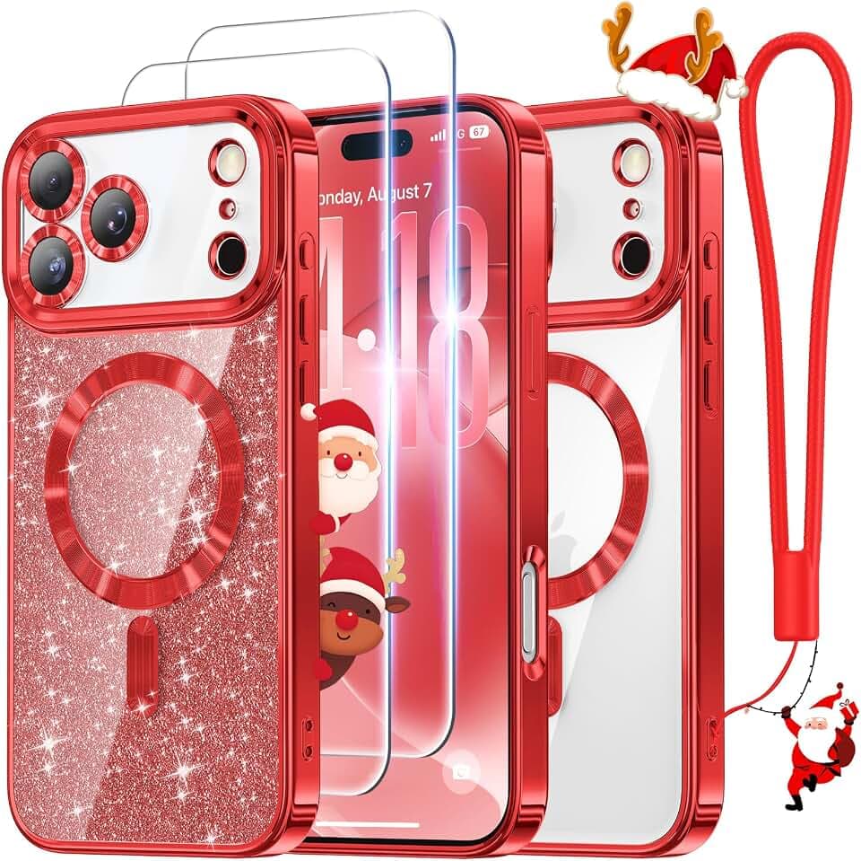 Meifigno for iPhone 17 Pro Case with 2X Screen Protectors, Red