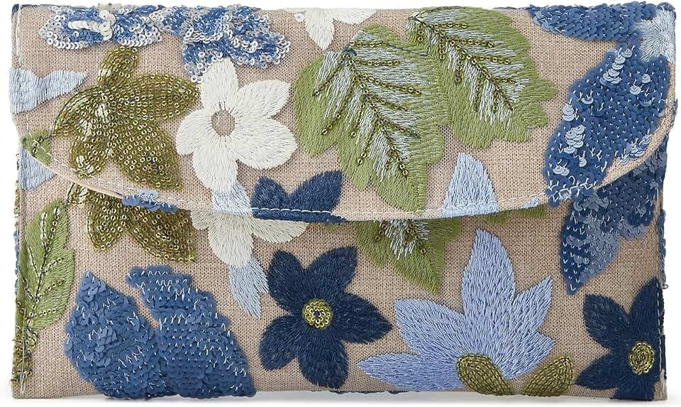 Clutch Purses for Women,Floral Embroidery Sequin Evening Beaded Clutch Bags for Wedding Party Sequin Beaded Evening Bag
