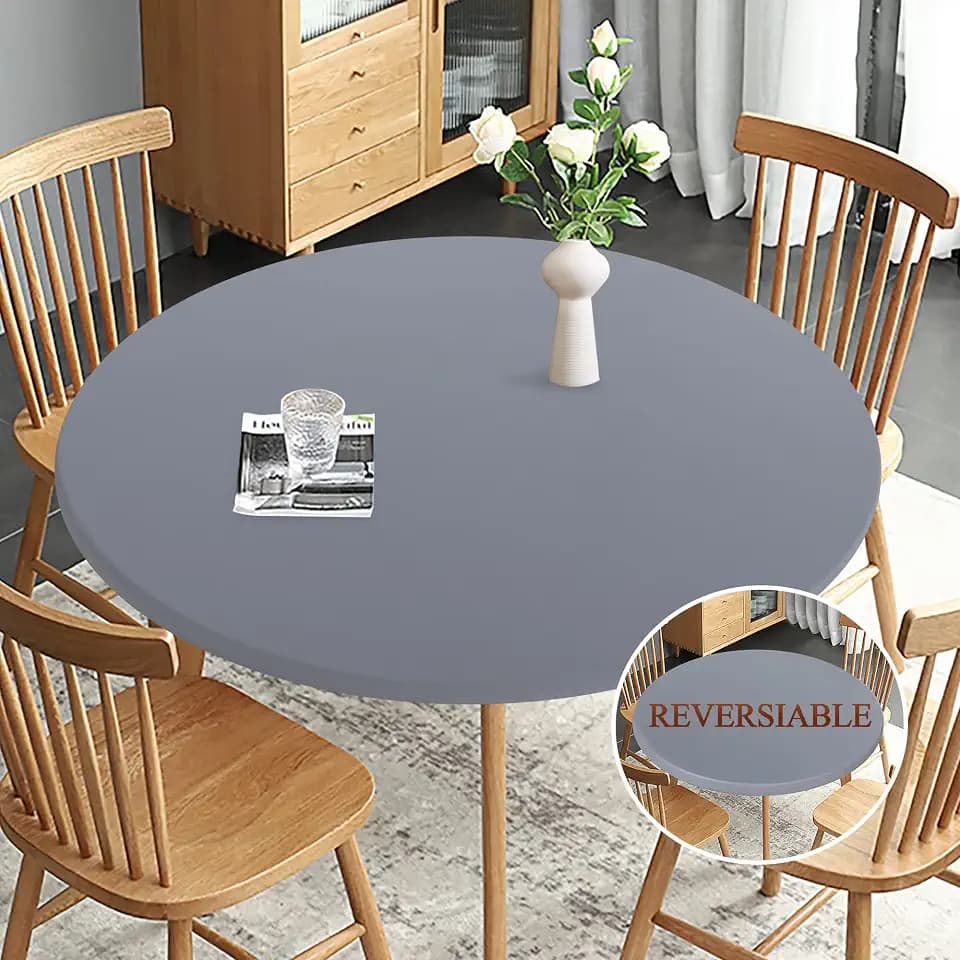 Obstal Fitted Round Table Cloth, Fits Round Tablecloth for 40-44", Grey