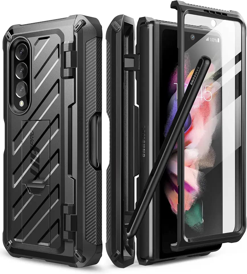 SUPCASE for Samsung Galaxy Z Fold 3 Case with S Pen Holder, Black