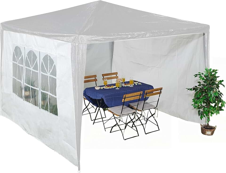 Relaxdays Seitenteile für Pavillon, 3er Set, 2x3 m, wasserdicht, Seitenwände mit Klettverschluss, mit Fenster, Farbwahl