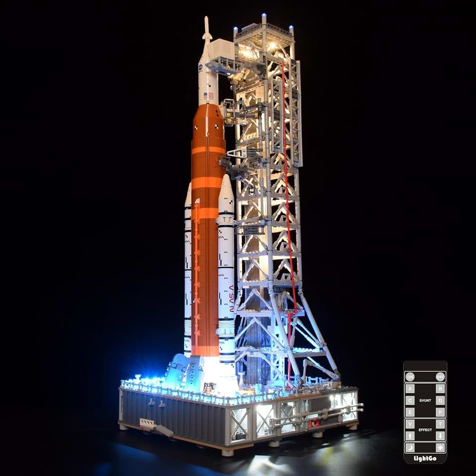 LightGo LED Lighting Kit for Lego 10341 NASA Artemis Space Launch System Building Set, 1200pcs DIY Space Shuttle Model Kit, Build Your Own, LED Lights (Remote Version)