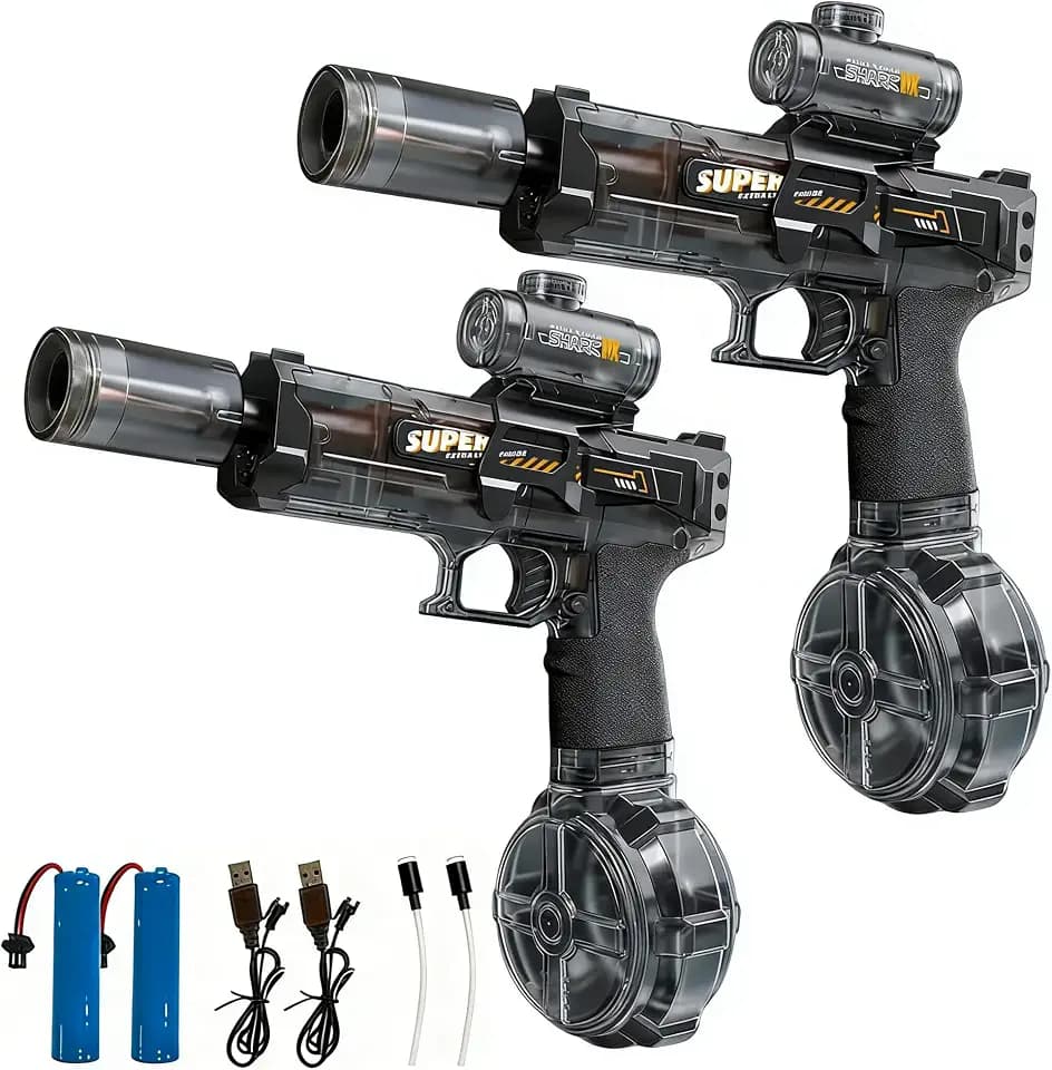 2 Pack Electric Water Gun with LED Light, Water Guns for Adults, Magazine Large Capacity Automatic Water Gun, Summer Water Toys for Pool, Beach,Outdoor