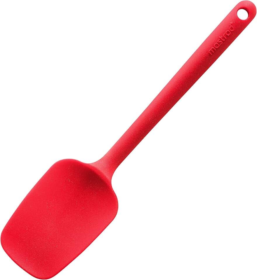 Mastrad premium Silikonlöffel-Spatel in rot - temperaturbeständig bei Hitze und Kälte - hygienisch und einfache Reinigung - mit ergonomischer Griffform für angenehmes Kochen