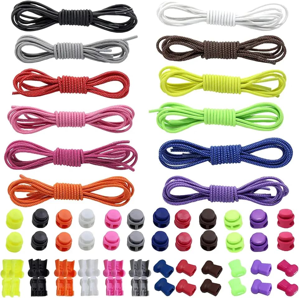 Elastische Schnürsenkel mit Schnellverschluss, 12 Paare Schuhbänder Ohne Schnüren Schnellschnürsystem Kinder für Sport, Jugend & ältere Menschen(12 Farben)