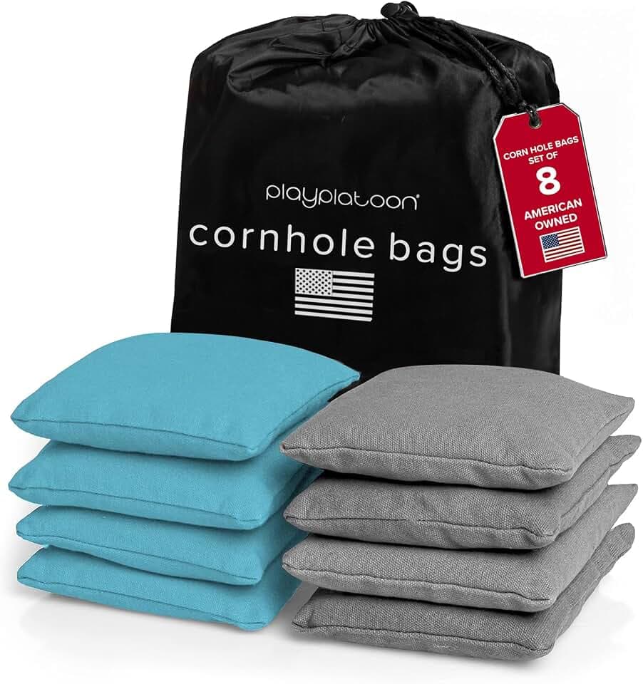 Play Platoon Cornhole Bags Set of 8 Regulation Size & Weight Duck Cloth