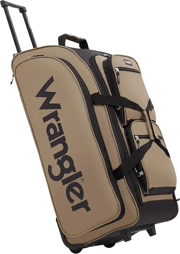 Wrangler Wesley Rolling Duffel Bag, Tannin, Large 30-Inch