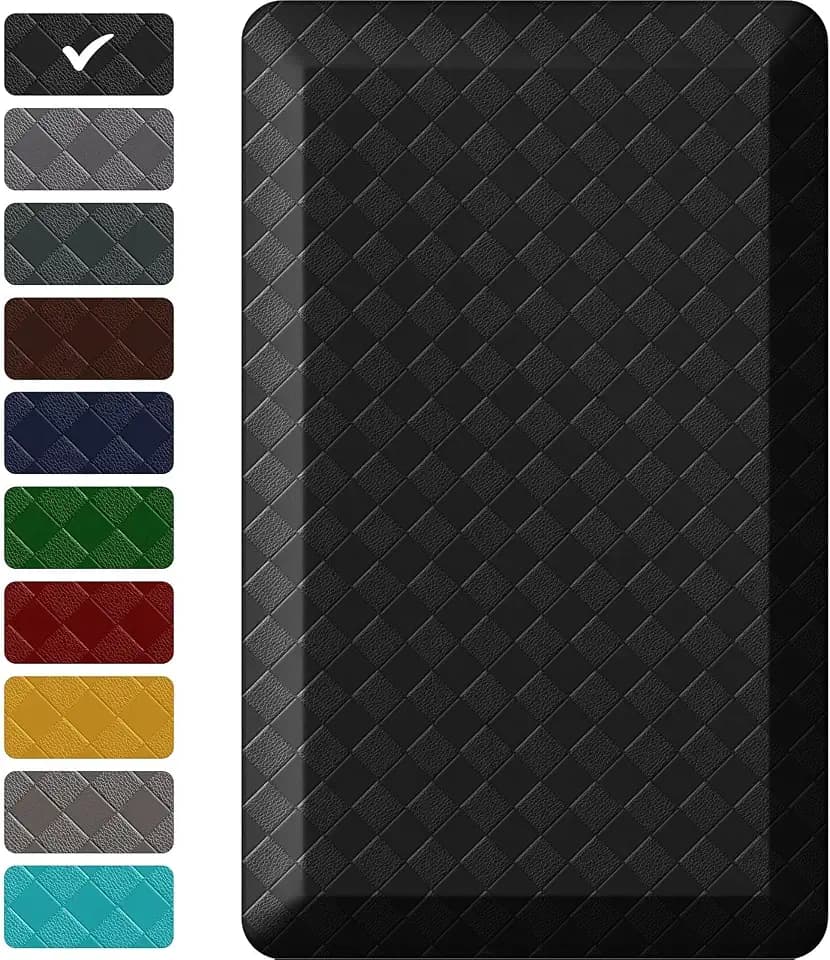 1" Thick Kitchen Mats for Floor, Water Resistant Floor Rug,Black/32" x 20"