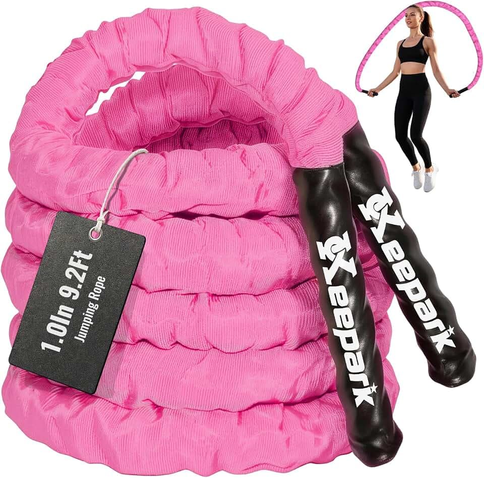 Weighted Jump Rope for Men Women - 2.5lb 2.7lb 4lb 4.7lb Heavy Skipping Ropes for Fitness, Adult Jump Rope for Home Gym Exercise, Muscle Building & Total Body Workout Equipment
