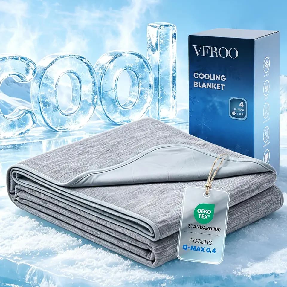 VFROO Cooling Blanket for Hot Sleepers Twin Size 60''×80'', Summer Blanket Thin Lightweight Breathable, Absorbs Sweat Heat to Keep Adults Cool, Cold Blanket for Sleeping on Bed Couch, Grey