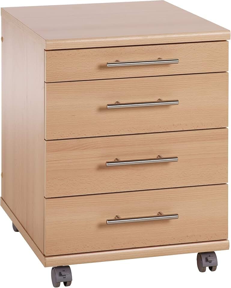 Möbelpartner Till Rollcontainer, 701396, samerberbuche Dekor, ca. 42 x 50 x 57 cm