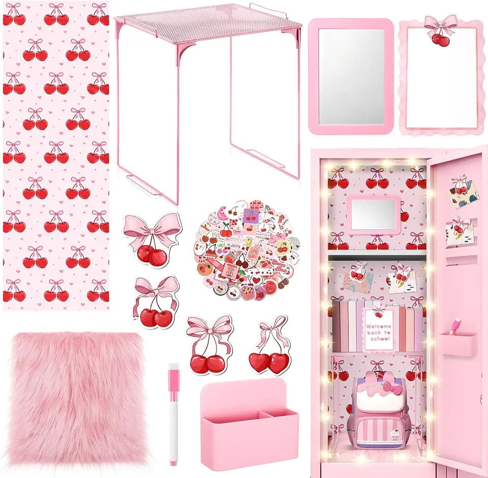 CroBlissful Pink School Locker Accessories, Cherry