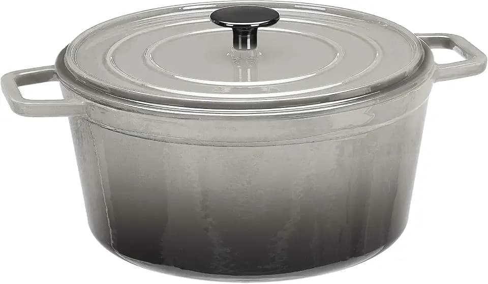 Amazon Basics Premium emaillierter Gusseisen-Bräter, 4,7 l - Dunkelgrau