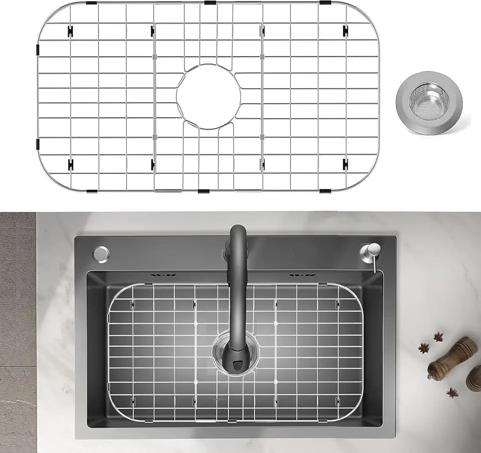 Stainless Steel Sink Protector 26"x14" with Center Drain,