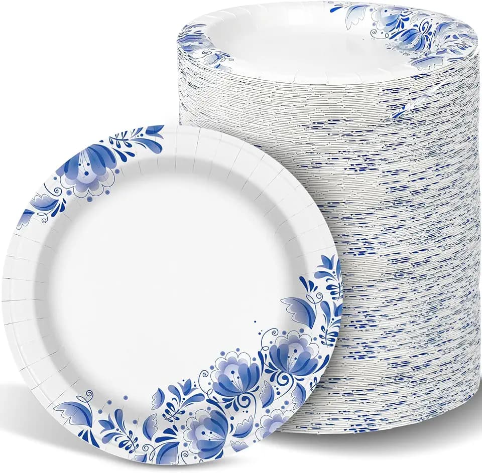 Charmount 10 Inch Large Blue Paper Plates, 300pcs Disposable Plates