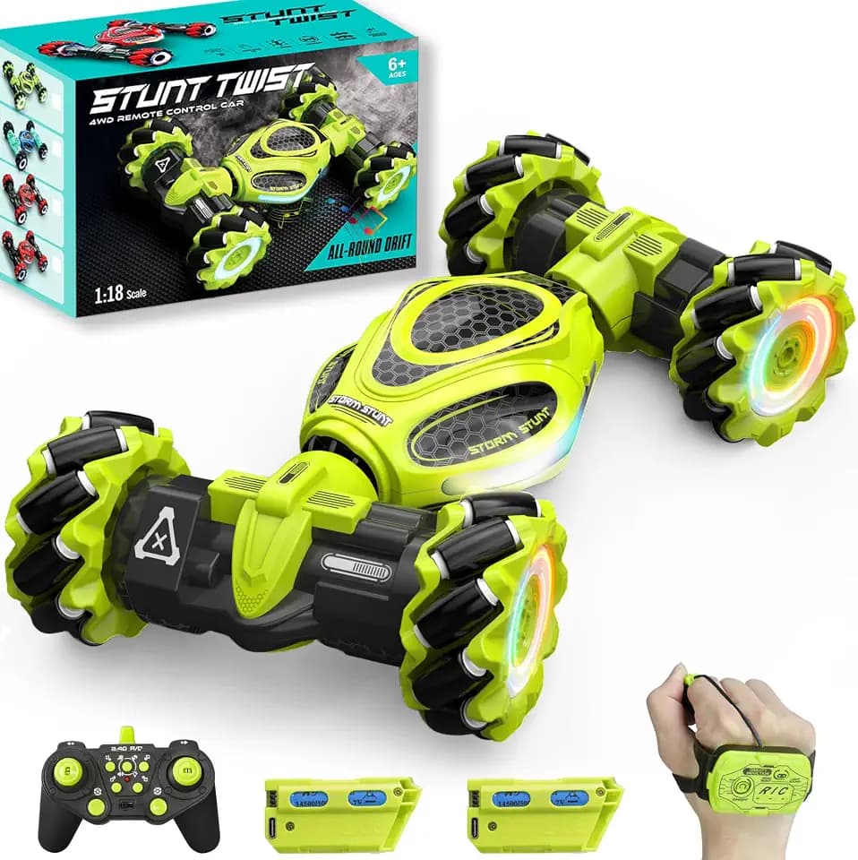 RC Cars, Gesture Sensing Stunt Car Toys for Boys Girls 6-12 Year Old, 2.4Ghz 4WD Hand Remote Control Toy 360° Rotate Transform Off-Road Drift with Lights Music, Birthday Xmas Gifts for Kids