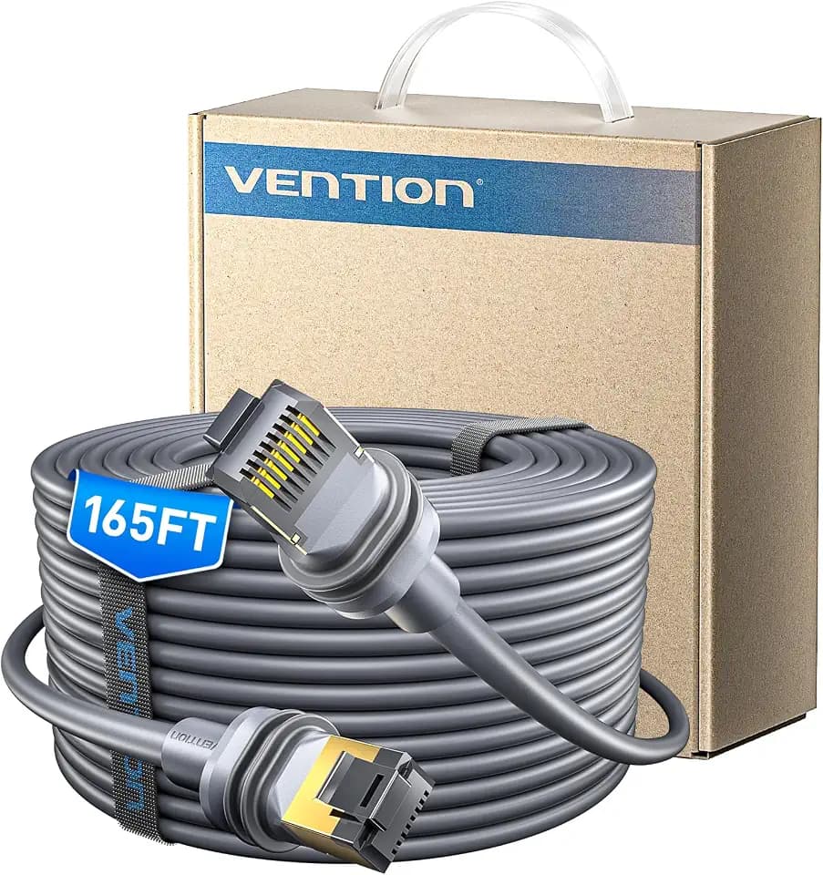 VENTION Starlink Gen 4 Cable, Up to 10Gbps, IP68 Cat 7, Compatible with Starlink Gen 3,30/50/65/100/165ft Starlink Ethernet Replacement&Extension Cable, High-Speed Waterproof UV Resistant, Gray,165FT