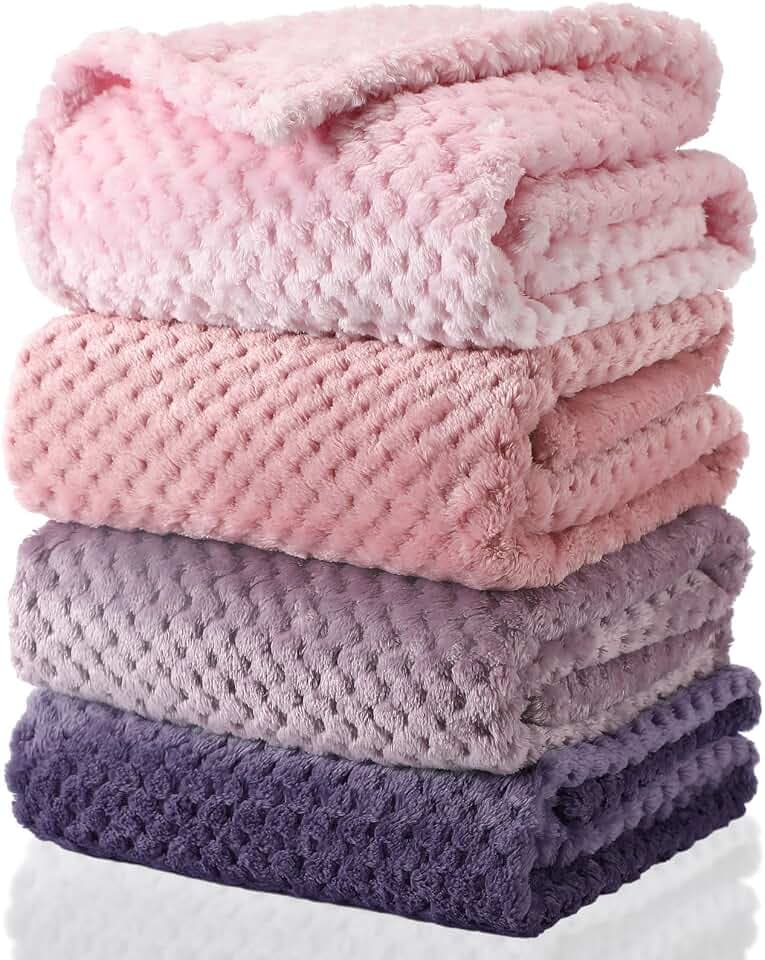 Frienda 4 Pcs Baby Blanket for Girls Boys Infant 32x24, Pink Color
