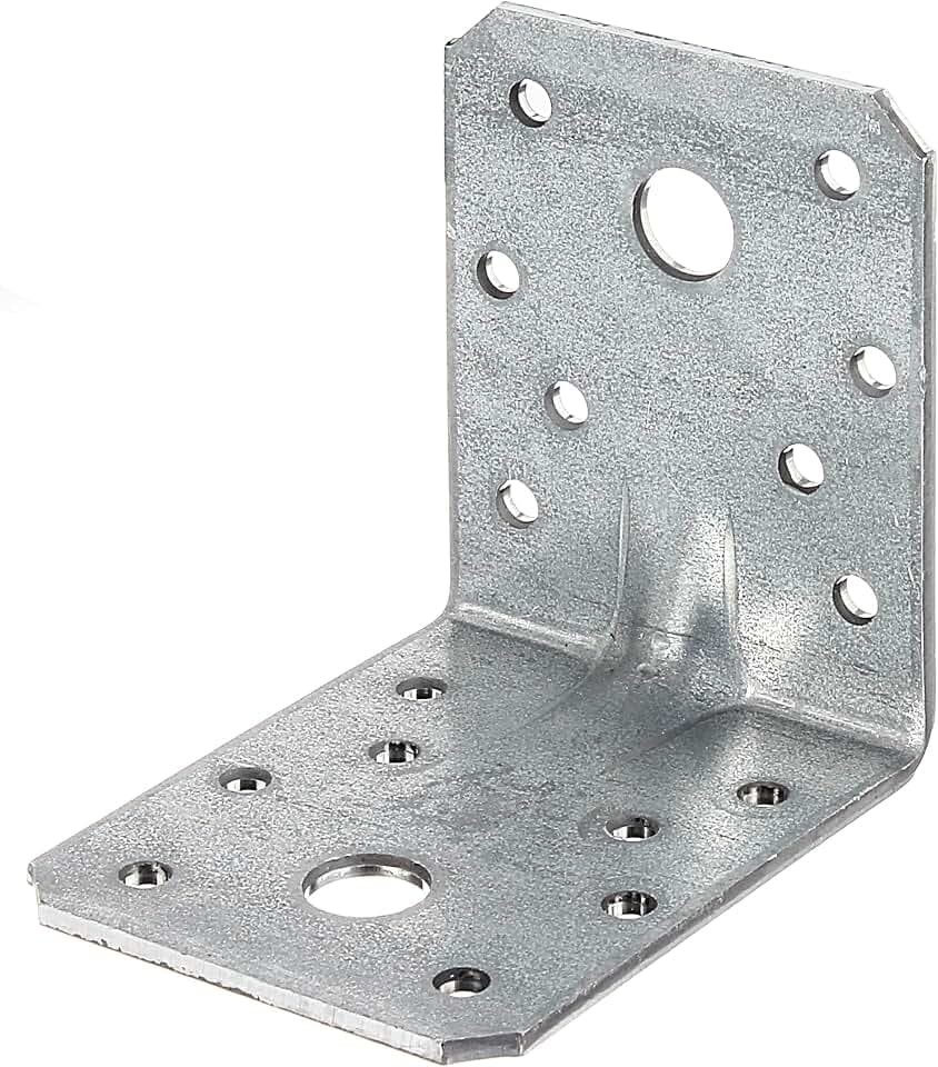 Alberts 846534 Schwerlast-Winkelverbinder mit Sicke | sendzimirverzinkt | 70 x 70 x 55 mm | 48er Set