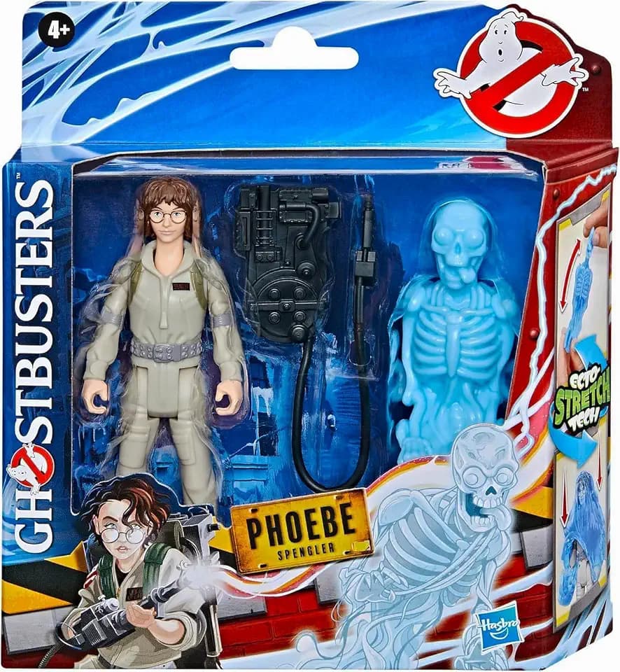 Ghostbusters Fright Features Phoebe Spengler Action Figure with Ecto-Stretch Tech Bonesy Ghost Toy Accessory, Toys for Kids Ages 4+