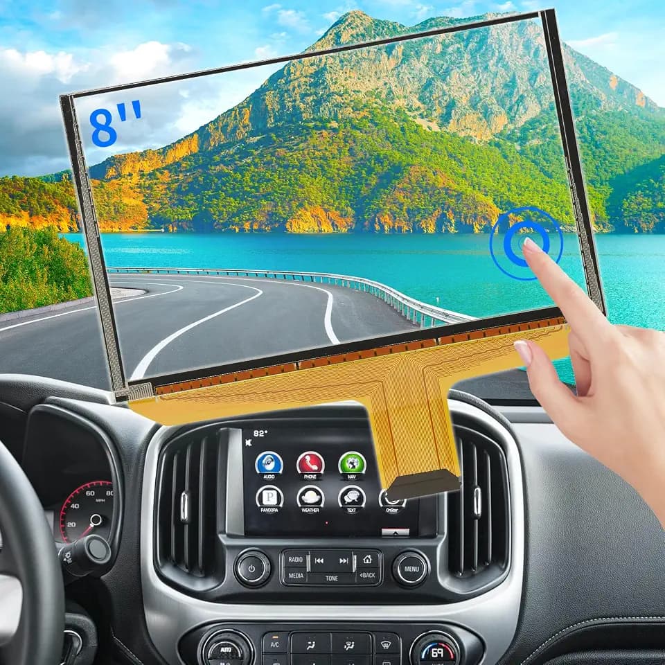 Touch Screen Replacement Digitizer DJ080PA-01A Fit 2014-2018 Chevy Silverado 1500 Tahoe Chevy Colorado 2015 GMC Sierra Acadia Terrain Yukon Trucks SUV Mylink 8-inch Touchscreen Radio Navigation
